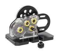 PLOQAZEH pour LCG pour SCX10 1/10 Aluminium Acrylique 2Low Transmission Overdrive Gearbox Set RC Crawler Comp Builds Pro pour Element Gspeed pour Châssis RC Boîte Transmission(Black,1set)