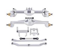 PLOQAZEH RC Avant Arrière Essieu pour TRX4M 1/18 RC Car Crawler Axle Upgrade Parts + 10 Mm Diamond CNC Portal Axles avec Lay Down Servo Mount Links(Silver)