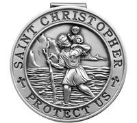 PloreWay Médaille de Saint Christophe pour voiture, clip de visière, talisman pour la sécurité, accessoires de visière, cadeau pour conducteurs, familles, amis