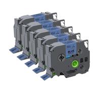 PlosFeng 2PCS 5PCS 24 mm TZE251 Tapis d'étiquette Compatible TZ 251 Noir sur Bande laminée Blanche Fonctionne avec Un étiquette(5PK Black on Blue)