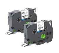 PlosFeng 2PCS 5PCS 24 mm TZE251 Tapis d'étiquette Compatible TZ 251 Noir sur Bande laminée Blanche Fonctionne avec Un étiquette(2PK Black on White)