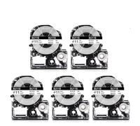 PlosFeng Bande adhésive thermorétractable Noire sur Blanc, Paquet de 5, 9/18 mm, SU5W SU11W, for imprimante d'étiquettes Labelwork LWLW700 LW900P 600P(11mm)