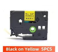 PlosFeng Cassette à Ruban 12 mm TZ231 TZ241 TZ251 TZ 231 241 Compatible avec Le Ruban d'étiquettes PT-P710BT Ruban laminé(5PCS-Black on Yellow)