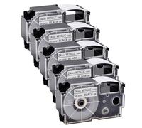 PlosFeng Étiquettes Standard de 5pk Noir sur métallique Compatible avec Le Ruban AR-24SR 24 mm Fonctionne avec CWL300 KL-7000 KL-8100 KL-430