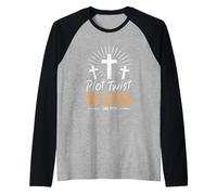 Plot Twist He Lives Luke 24 23 Croix Christian Easter Day Manche Raglan