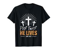 Plot Twist He Lives Luke 24 23 Croix Christian Easter Day T-Shirt