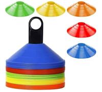 Plots de Marquage pour Football Cône, Plots Entraînement Cônes de Marquage, avec Sac en Filet, Sangle à Boucle Fix, 5 Couleu