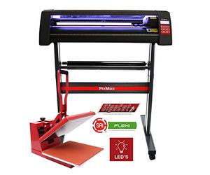 Plotter de Découpe de Vinyle Guide de découpe à LED, Presse à Chaud 38cm & Logiciel Signcut Pro Impression par Sublimation Transfert Kit Personnalisation de T-Shirts