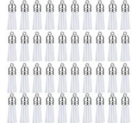 Plouluyt 100 PièCes Porte-CléS Glands Faux Cuir SuéDé Gland Pendentifs Porte-CléS DéCoration pour Bricolage Artisanat Faisant des Fournitures (Blanc)
