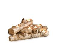 Plow & Hearth Bougeoir en Bois synthétique avec bûches en résine et Bouleau