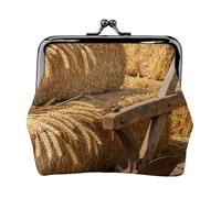 Plow Porte-monnaie en cuir de gerbe de blé pour femme - Petit portefeuille avec verrou de baiser, mini porte-cartes pour clés, rouge à lèvres, joli sac à main pour voyage