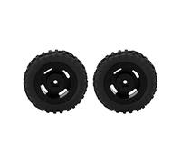 plplaaoo 2 pièces Ensemble 50mm Jante de Roue Pneu en Caoutchouc avec 4 Trous pièces de Mise à Niveau Haute Performance pour SCX24 1/24 RC Voiture en Alliage d'aluminium matériau Durable (Noire)
