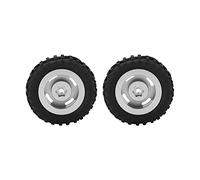 plplaaoo 2 pièces Ensemble 50mm Jante de Roue Pneu en Caoutchouc avec 4 Trous pièces de Mise à Niveau Haute Performance pour SCX24 1/24 RC Voiture en Alliage d'aluminium matériau Durable (Argent)