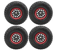 plplaaoo 4 pièces 1/10 2,2 Pouces Ensemble d'outils de Pneu de moyeu de Voiture RC en Alliage d'aluminium avec Peau de Roue MIXRC001 pneus en Caoutchouc durables pour Voitures Traxxas TRX4 (Noire)