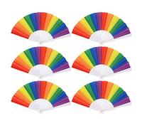 plplaaoo 6 pièces ventilateur pliant ventilateur portatif accessoire de décoration ornement pour la performance de danse de mariage matière plastique léger facile à tenir 42,5 x 23 x 2 cm