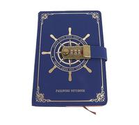 plplaaoo Agenda avec serrure à combinaison, style vintage, format A5, carnet de voyage avec couverture en cuir PU pour enregistrer des idées et des notes confidentielles, bleu, 100 feuilles