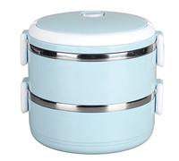 plplaaoo Boîte à Lunch Thermique,boîte à bento en Acier Inoxydable 304,sans bpa,boîte à Lunch Isotherme empilable,Isotherme Repas Chaud Ronds,Leak-Proof,pour École, Bureau, Camping,(2 Layer-Bleu)