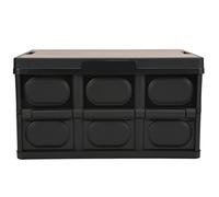 plplaaoo Boîte de Rangement Pliante multifonctionnelle d'extérieur 30L, Panneau en Bois Amovible Portable épais pour Camping Pique-Nique matériau PP Grande capacité étanche (Noir)