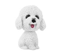 plplaaoo Chien secouant la tête, décor de Chien secouant la tête de Simulation, Caniche Blanc, Jouet à tête branlante, Ornements intérieurs de Voiture pour Tableau de Bord de Voiture(Peluche (Blan