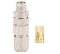 plplaaoo Connecteur Industriel M12 8 cœurs 8 Broches mâle, pièces de câblage Ethernet entièrement métalliques, Haute fréquence, Durable, Ignifuge pour câble, Interface AC/DC, pressage à