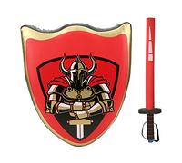 plplaaoo Enfants Taekwondo Boxe Entraînement Chevalier Bouclier Épée Faire Semblant Jouer Accessoires De Costume Matériau PU Léger sans Danger pour Les Enfants Jeu De Rôle Fête (Combinaison Rouge)