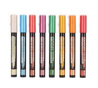 plplaaoo Ensemble de 8 marqueurs métalliques, couleurs vives, marqueurs de peinture métalliques étanches à pointe fine pour kits de modèles, projets de bricolage, encre en plastique et