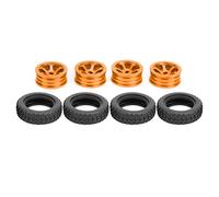 plplaaoo Ensemble de pneus en Caoutchouc pour moyeu de Roue en métal RC, pièces de Mise à Niveau pour Voitures télécommandées à l'échelle 1/28 K989, Alliage d'aluminium, Performances (Orange)