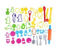 plplaaoo Ensemble d'outils de pâte en Plastique 41 pièces Couleurs Vives Formes Multiples Kit de création Artistique Bricolage pour Enfants Accessoires de pâte à Modeler Non Toxiques sûrs