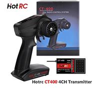 plplaaoo HotRC CT400 Télécommande 2,4 GHz 4 canaux FHSS PWM Émetteur Radio de contrôle à Une Main pour réservoir de Bateau de Voiture RC avec Signal Stable et Design Ergonomique