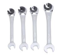 plplaaoo Jeu de clés à cliquet métriques à tête flexible, extrémité ouverte, réglables, professionnelles, pour freins à carburant, conduites de climatisation, écrous en acier Cr V 10 mm,