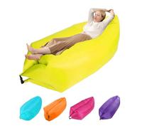 plplaaoo Lit Gonflable, Canapé Gonflable pour Voyager, Chaise de Plage de Camping en Plein Air Transats Gonflables Matelas à Air Pliable Portable pour Fêtes de Plage Camping en Plein Air (Jaune)