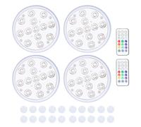 plplaaoo Lot de 4 lampes LED submersibles IP68 pour piscine sous-marine - Avec aimants et ventouses - Fonctionne avec piles - Pour piscines, étangs, fontaines, jardins