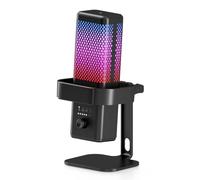 plplaaoo Microphone de Jeu USB avec éclairage RVB, réduction du Bruit, Mode cardioïde, Bouton de Gain Rapide, Fonction LB pour Les Jeux, Enregistrement vidéo en Streaming en Direct, Noir (Noire)