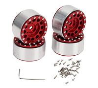 plplaaoo Moyeux de Roue RC Beadlock en Alliage d'aluminium, Jantes de Roue RC Robustes, Ensemble de moyeux pour Voitures Traxxas 1/18 RC et Voitures SCX24 1/24 RC 4 pièces avec clé et vis (Rouge)