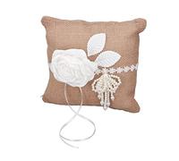 plplaaoo Oreiller pour alliances, Coussin pour Porteur d'anneau, élégant matériau en Perles de Lin Doux, Parfait pour contenir Les alliances, Les décorations de cérémonie des mariés,