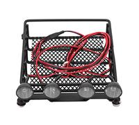 plplaaoo Porte-Bagages de Toit RC en métal, Accessoire de lumière LED pour Voiture sur chenilles axiale SCX10 à l'échelle 1/10, Construction en Fer Durable avec télécommande (2 Blancs 2 Rouges)