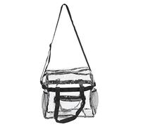 plplaaoo Sac à Main Transparent de Grande capacité, fourre-Tout Transparent, matériau imperméable en PVC pour Les Voyages, Le Shopping, la Plage, Les événements musicaux (Noir)
