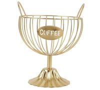 plplaaoo Support de dosettes de café en fer, organisateur de panier de capsules de café, solution de rangement durable de qualité supérieure pour comptoir de cuisine, bureau, couleur or