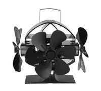 plplaaoo Ventilateur de poêle à moteur de chaleur 3 têtes 18 Blade aluminium 270 degrés ventilateur de cheminée avec poignée de couverture protectrice pour poêle à bois à la maison