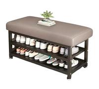 PLPLKTNNKK Banc D’Entrée avec Rangement,Tabouret À Chaussures Compact pour Entrée,Siège avec Double Cadre Métal,Tissu Technique,pour Petits Espaces (Gris, 100X31x49cm)