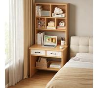 PLPLKTNNKK Bureau Informatique avec Étagère et 2 Tiroirs,Bureau Travail Bureau Fonctionnel avec Grand Espace de Rangement,Structure Renforcée et Plateau Large pour Travailler,Étudier Ou Jouer B,90CM