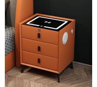 PLPLKTNNKK Table de Chevet avec Port USB Et Lumière LED Table de Nuit avec 3 Tiroirs Et 1 Compartiment Ouvert Moderne pour Chambre À Coucher Salon D,1 PC