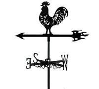PLQWUJD Girouette rétro en Acier Inoxydable Noir, en Forme de Coq, indicateur de Direction du Vent, décoration extérieure pour Toit et Jardin (D)
