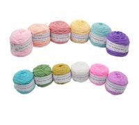PLQWUJD Pelote de Fil à Crocheter Doux, 12 Couleurs, Fil à touffeter Professionnel 8 Fils, 195 g, pour Tapis, Aiguille à poinçonner, Fil à Broder épais de 5 mm, Fil à Coudre Mixte Polyester-Coton