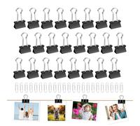 PlsMupn 100 Pièces Pinces à Documents, 19mm Pince à Double Clip avec 1 Boîte de Trombones, Noir Multi-fonctions Binder Clips Fournitures de Bureau pour Documents, Feuilles, Bureau, Maison, École
