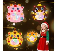 PlsMupn Lanterne Bricolage pour Enfants, 4 Pièces Lanter-ne Enfants Lanterne Bricolage avec Bâtons & Guirlandes LED, Diy Lampion Créatif pour Enfants pour Procession & Fêtes D'automne, Agneau
