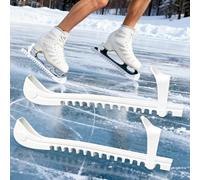 Plstod 2 Paire Protege Lame Patin à Glace, Réglables Protège Lame Patin Glace, Accessoires Protections Couteau Hockey pour Enfants et Adultes, Taille Universelle, Blanc