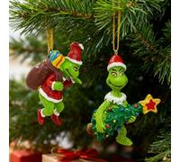 Plstod 2 PCS Grin-ch Decoration Noel, Decoration Noel Sapin Suspension, Amusants Christmas Résine Tree Decorations Pendentif pour Maison, Fête de Vacances, Monstre