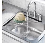 Plstod Égouttoir à Vaisselle Pliable INOX Egoutoire Vaisselle Cuisine Noir Egouttoir Vaisselle Triangles Egouttoir Vaisselle Enroulabl sur Evier pour Sécher Légumes Fruits et Assiettes