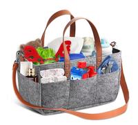 Plstod Sac de Course en Feutre, 16L Cabas Courses Pliables, Sac Courses en Feutre avec Compartiments et Bandoulière pour Jouets, Vêtements, Shopping, 38x23x18cm, Gris Foncé
